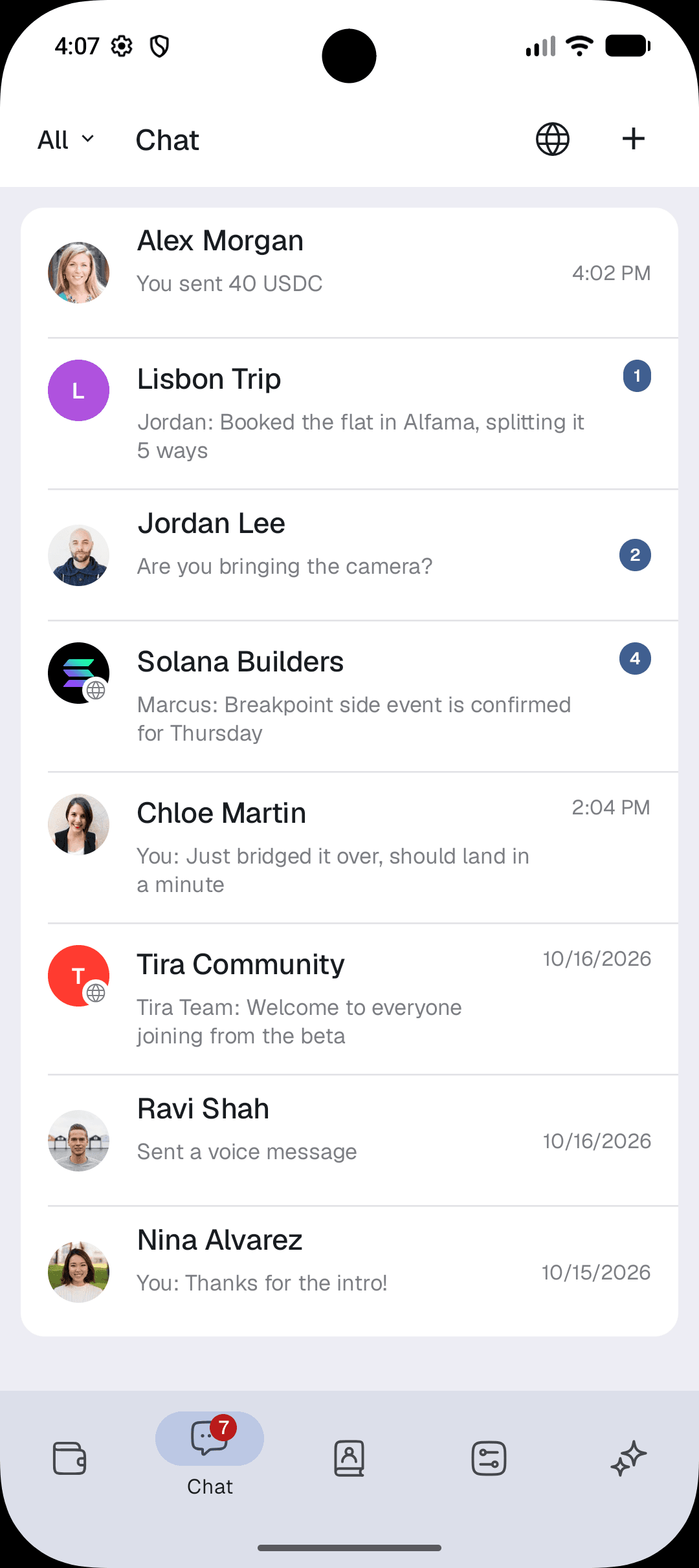 Tira chats on Android