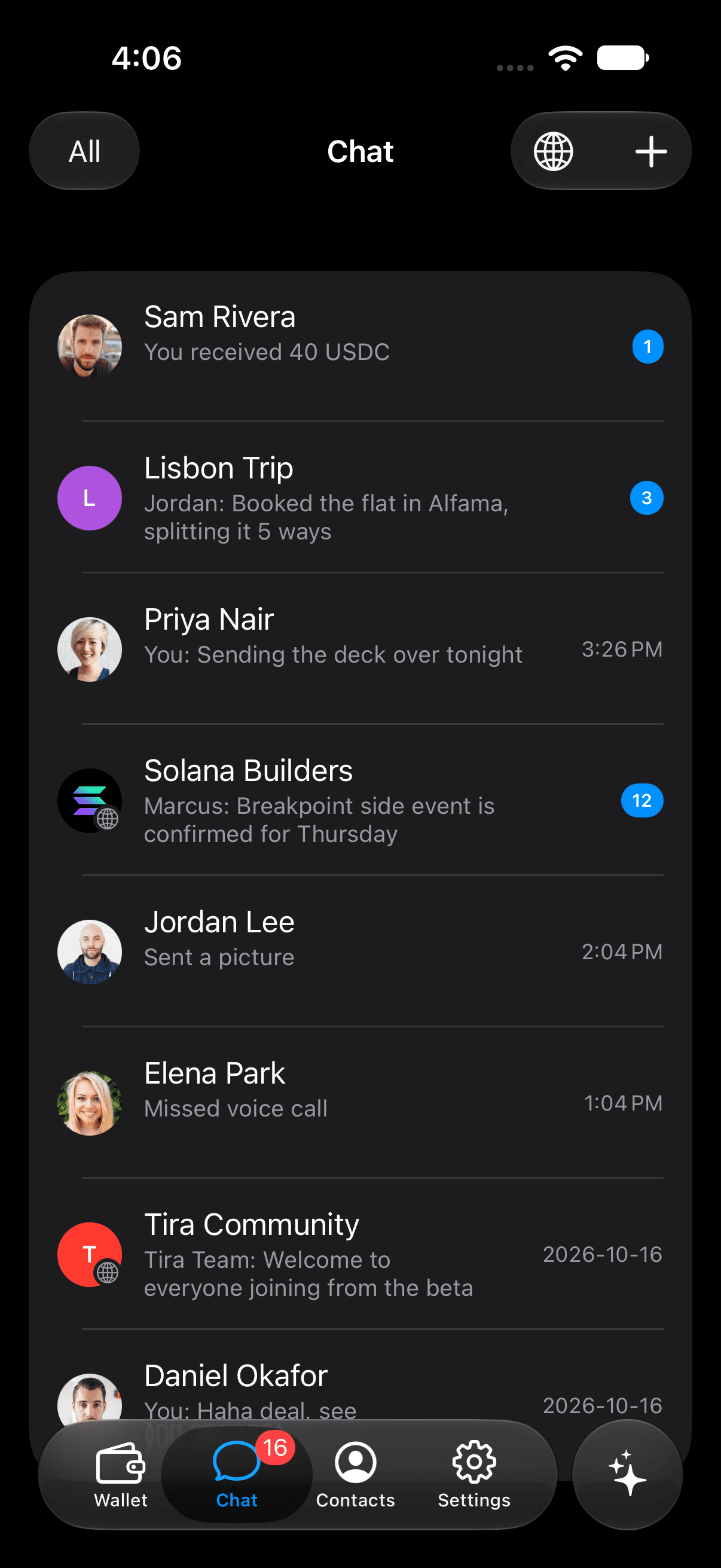 Tira chats on iOS