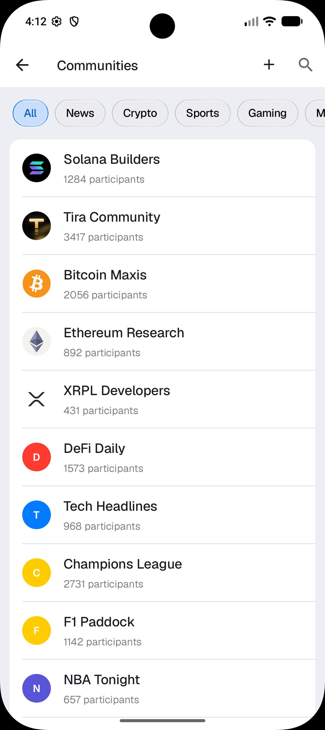Tira communities on Android